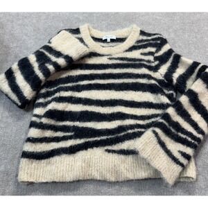 Women L Wool Alpaca Blend Sweater Animal Print Cozy Preppy Outdoor